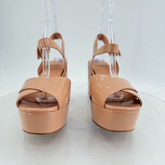 Jeffrey Campbell Platz Sandal Beige Tan Patent Leather Platform Heels Chunky 11 - Picture 8 of 16